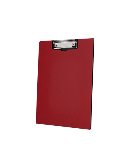 Porte-bloc q-connect miniclip superieur din a4 plastique 50% recycle epaisseur 2,1mm coloris rouge.