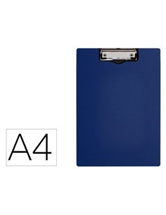 Porte-bloc q-connect miniclip superieur din a4 plastique 50% recycle epaisseur 2,1mm coloris bleu.