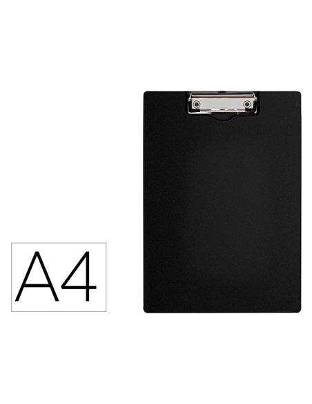 Porte-bloc q-connect miniclip superieur din a4 plastique 50% recycle epaisseur 2,1mm coloris noir.