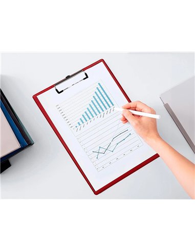 Porte-bloc q-connect din a4 plastique 50% recycle epaisseur 2,1mm coloris rouge.