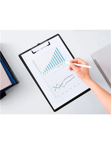 Porte-bloc q-connect din a4 plastique 50% recycle epaisseur 2,1mm coloris noir.