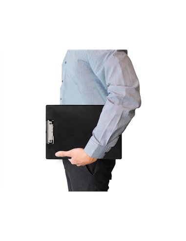 Porte-bloc q-connect din a4 plastique 50% recycle epaisseur 2,1mm coloris noir.