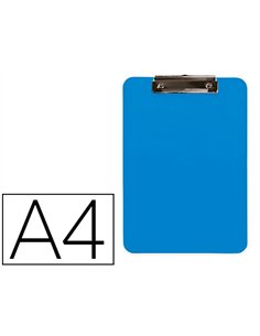 Porte-bloc q-connect plastique rigide epaisseur 2,5mm a4 210x297mm pince metallique coloris bleu ciel.