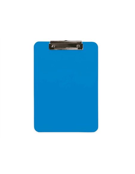 Porte-bloc q-connect plastique rigide epaisseur 2,5mm a4 210x297mm pince metallique coloris bleu ciel.