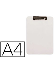 Porte-bloc q-connect plastique rigide epaisseur 2,5mm a4 210x297mm pince metallique coloris blanc.