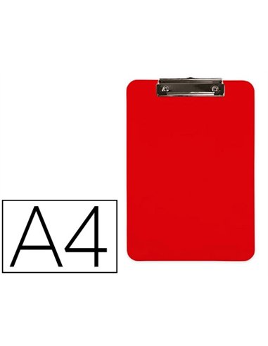 Porte-bloc q-connect plastique rigide epaisseur 2.5mm a4 210x297mm pince metallique coloris rouge.