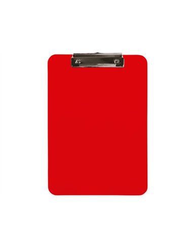 Porte-bloc q-connect plastique rigide epaisseur 2.5mm a4 210x297mm pince metallique coloris rouge.