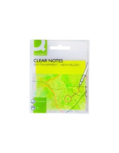 Bloc notes q-connect 76x76mm 50f semi-transparentes adhesives repositionables coloris jaune fluo. 2