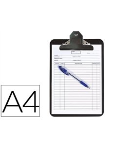 Porte-bloc q-connect polypropylène épaisseur 4mm a4 210x29 7mm pince métallique coloris noir.