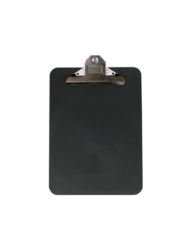 Porte-bloc q-connect polypropylène épaisseur 4mm a4 210x29 7mm pince métallique coloris noir.