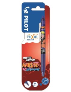 Stylo gel effaçable rétractable Pilot Frixion Clicker Naruto Shippuden - Pointe bille 0,7 mm - Trait 0,4 mm - Grip - Bleu