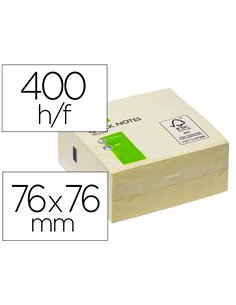 Bloc-notes q-connect cube quick notes 76x76mm 400f repositionnables sans traces coloris jaune.