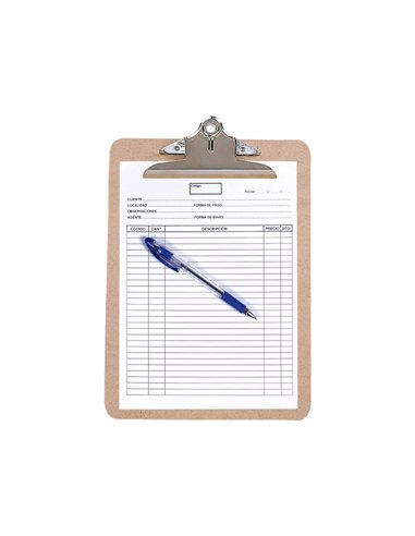 Porte-bloc q-connect carton très rigide épaisseur 3mm a4 210x297mm pince métallique 150mm couleur carton naturel.