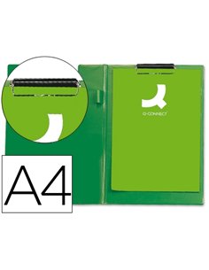 Porte-bloc q-connect plastique épaisseur 3mm a4 210x297mm porte-stylo pince coloris vert.