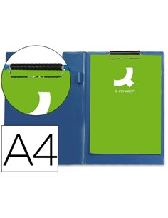 Porte-bloc q-connect plastique épaisseur 3mm a4 210x297mm porte-stylo pince coloris bleu.