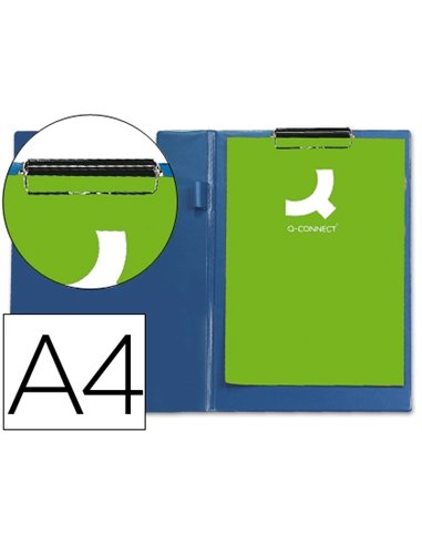 Porte-bloc q-connect plastique épaisseur 3mm a4 210x297mm porte-stylo pince coloris bleu.