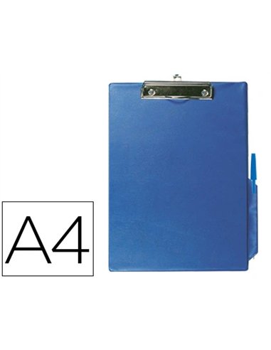 Porte-bloc q-connect carton recouvert pvc épaisseur 3mm porte-stylo 220x310mm coloris bleu.