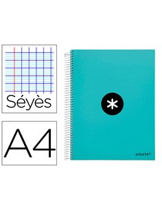 Cahier spirale antartik a4 100g couverture rembordee seyes sans bandes 4 trous coloris menthe.