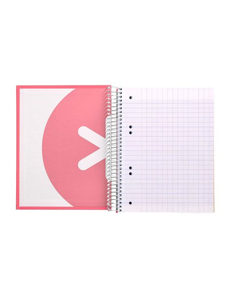 Cahier spirale antartik a4 100g couverture rembordee seyes sans bandes 4 trous coloris corail.