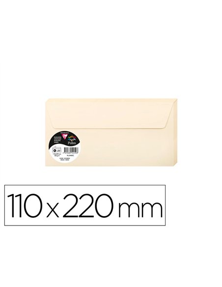 Enveloppe clairefontaine pollen 110x220mm 120g coloris ivoire étui 20 unités.