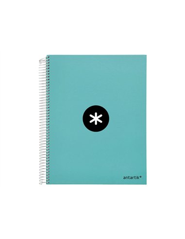 Cahier spirale antartik a4 240p 90g remborde quadrillage 5mm microperfore 5 bandes 4 trous coloris menthe.