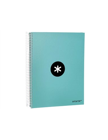 Cahier spirale antartik a4 240p 90g remborde quadrillage 5mm microperfore 5 bandes 4 trous coloris menthe.