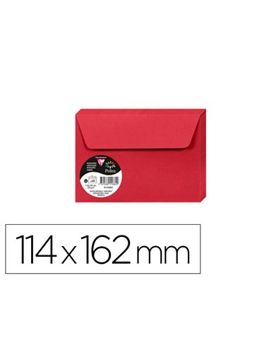 Enveloppe visite clairefontaine pollen c6 114x162mm 120g rouge groseille étui 20 unités.