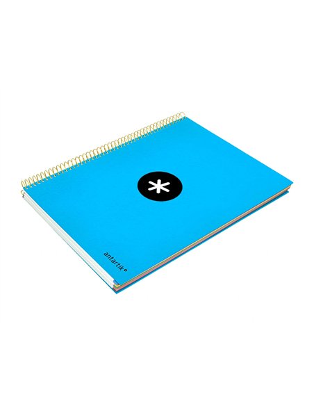 Cahier spirale antartik a4 240p 90g couverture rembordee quadrillage 5mm 4 trous coil-lock coloris bleu.