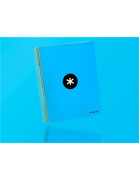 Cahier spirale antartik a4 240p 90g couverture rembordee quadrillage 5mm 4 trous coil-lock coloris bleu.