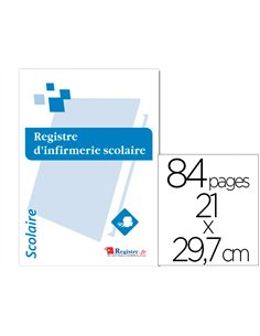 Registre obligatoire d'infirmerie scolaire signaletique biz reliure piqure 84 pages 21x29,7cm.