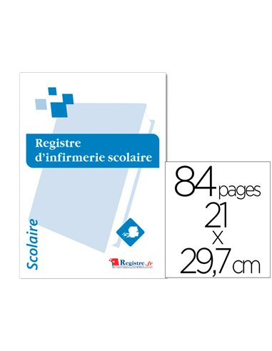 Registre obligatoire d'infirmerie scolaire signaletique biz reliure piqure 84 pages 21x29,7cm.