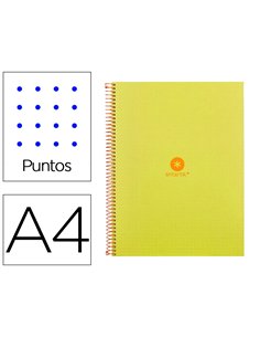 Cahier spirale antartik a4 80p 90g couverture cartonee reglure dot 4 trous coloris jaune.