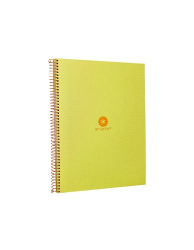 Cahier spirale antartik a4 80p 90g couverture cartonee reglure dot 4 trous coloris jaune.
