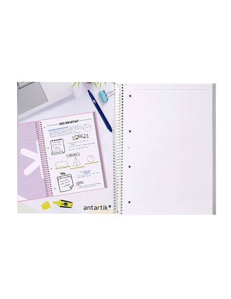 Cahier spirale antartik a4 80p 90g couverture cartonee reglure dot 4 trous coloris bleu ciel.