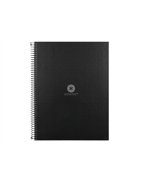 Cahier spirale antartik a4 80p 90g couverture cartonee reglure dot 4 trous coloris noir.