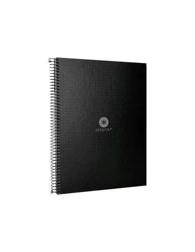 Cahier spirale antartik a4 80p 90g couverture cartonee reglure dot 4 trous coloris noir.