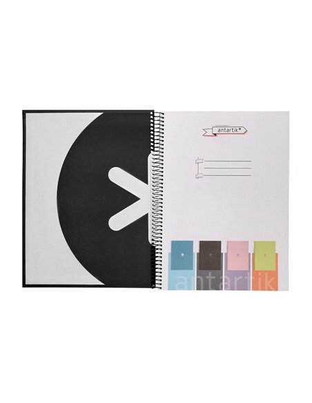 Cahier spirale antartik a4 80p 90g couverture cartonee reglure dot 4 trous coloris noir.
