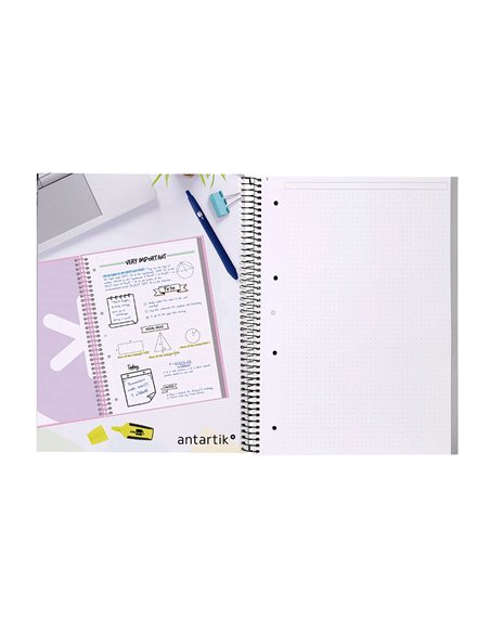 Cahier spirale antartik a4 80p 90g couverture cartonee reglure dot 4 trous coloris noir.