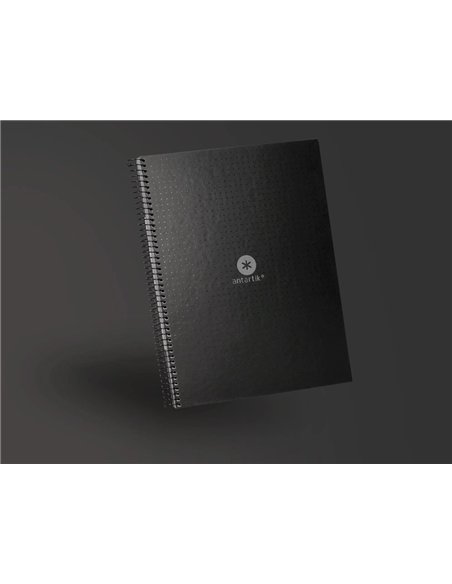 Cahier spirale antartik a4 80p 90g couverture cartonee reglure dot 4 trous coloris noir.