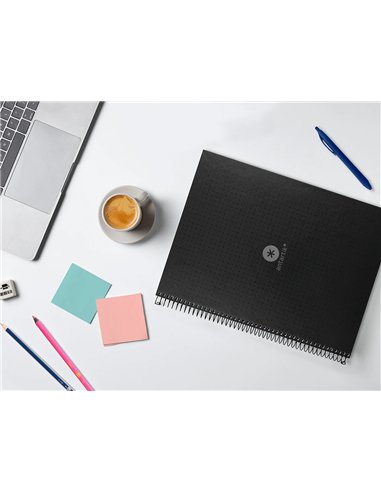 Cahier spirale antartik a4 80p 90g couverture cartonee reglure dot 4 trous coloris noir.