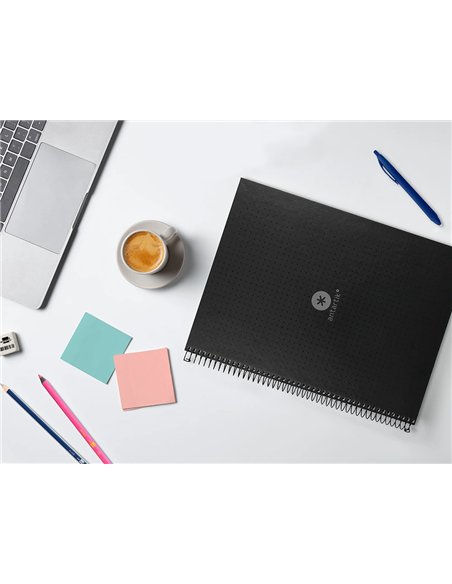Cahier spirale antartik a4 80p 90g couverture cartonee reglure dot 4 trous coloris noir.