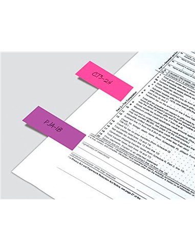 Marque-pages en papier post-it 10 blocs x 50 feuilles 15x50mm coloris assortis.