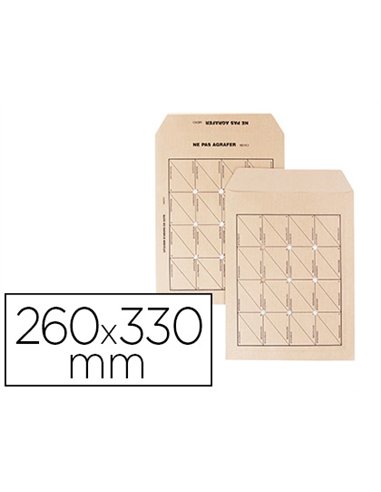 Pochette navette gpv kraft brun 90g 24 260x330mm sans gommage courrier interne boite 250 unites.