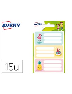 Étiquette avery scolaire flamant rose 76x34mm boîte 15 unités.