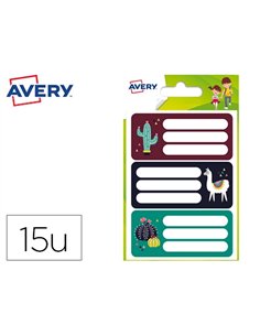 Étiquette avery scolaire lama cactus 76x34mm boite 15 unites.