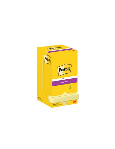Blocs-notes post-it super sticky 76x76mm 90f repositionnable coloris jaune boite de 12.