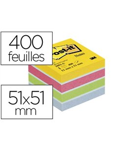 Bloc-notes post-it minis 51x51mm 400f repositionnables coloris énergie.