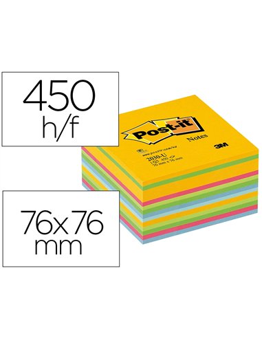Bloc-notes post-it cube 76x76mm 450f repositionnables coloris light énergie.