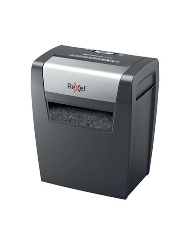 Destructeur de documents manuel Rexel Momentum X308, coupe confettis P-3, autonomie de 3 minutes, corbeille de 15 L, gris