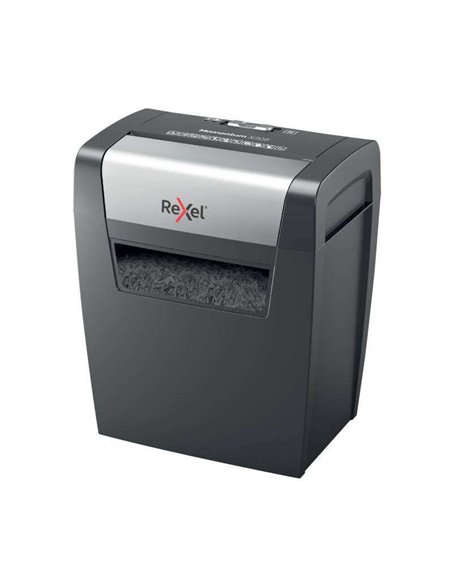 Destructeur de documents manuel Rexel Momentum X308, coupe confettis P-3, autonomie de 3 minutes, corbeille de 15 L, gris